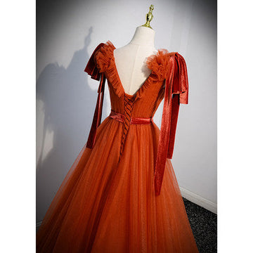 A Line Organge Long Prom Dresses HZ1023